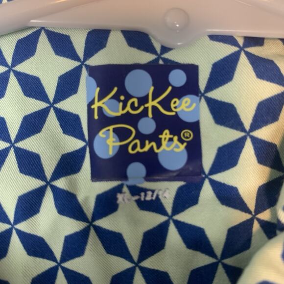 Kickee Pants Shirt Boys XL 12/14 Button Up Geometric Short Sleeve Blue Kids - Picture 6 of 6